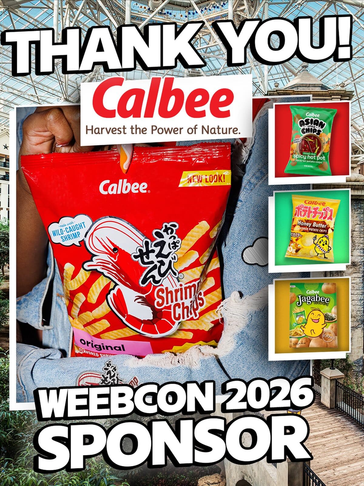 🌟**WeebCon Thanks You!**🌟

WeebCon 2026 was a blast, and we can’t wait to run it back with you.
But first, let’s look back at who helped make the show possible 🥹

Join us in thanking @calbeeusa for their contribution to WeebCon 2026!

Calbee started in 1949 with a commitment to harnessing nature’s gifts, bringing taste and fun, and contributing to healthy lifestyles. Calbee quickly grew to become the largest and most well-respected snack food company in Japan.