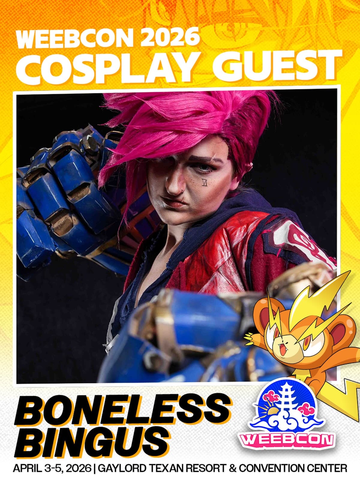 🗣️ COSPLAY RED CARPET 🗣️
Cosplayer, Prop Maker, and now WeebCon Cosplay Guest!
💪 Shonen Faction Member | Boneless Bingus | @bonelessbingus
Bingus is a lifelong anime nerd who grew up on Fairy Tail, Sailor Moon, and LOTS of tumblr fan fiction. Now an award winning cosplayer who works in the costume industry full time, she’s here to share her experience, chaotic energy, and overall love for fandom. She’s super honored and excited to be attending as a guest this year!
The Shonen faction grows stronger with each passing day but the other Factions have slowly risen to the occasion 👀
Who will be on top for 2026?
Who will be brutally eliminated??
What’s the next Faction gonna be??
WHO’S EXCITED FOR-
⛅️ WeebCon 2026 ⛅️